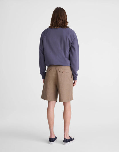 Madewell Double-Pleated Shorts in Herringbone Linen-Cotton Blend Light Mauve
