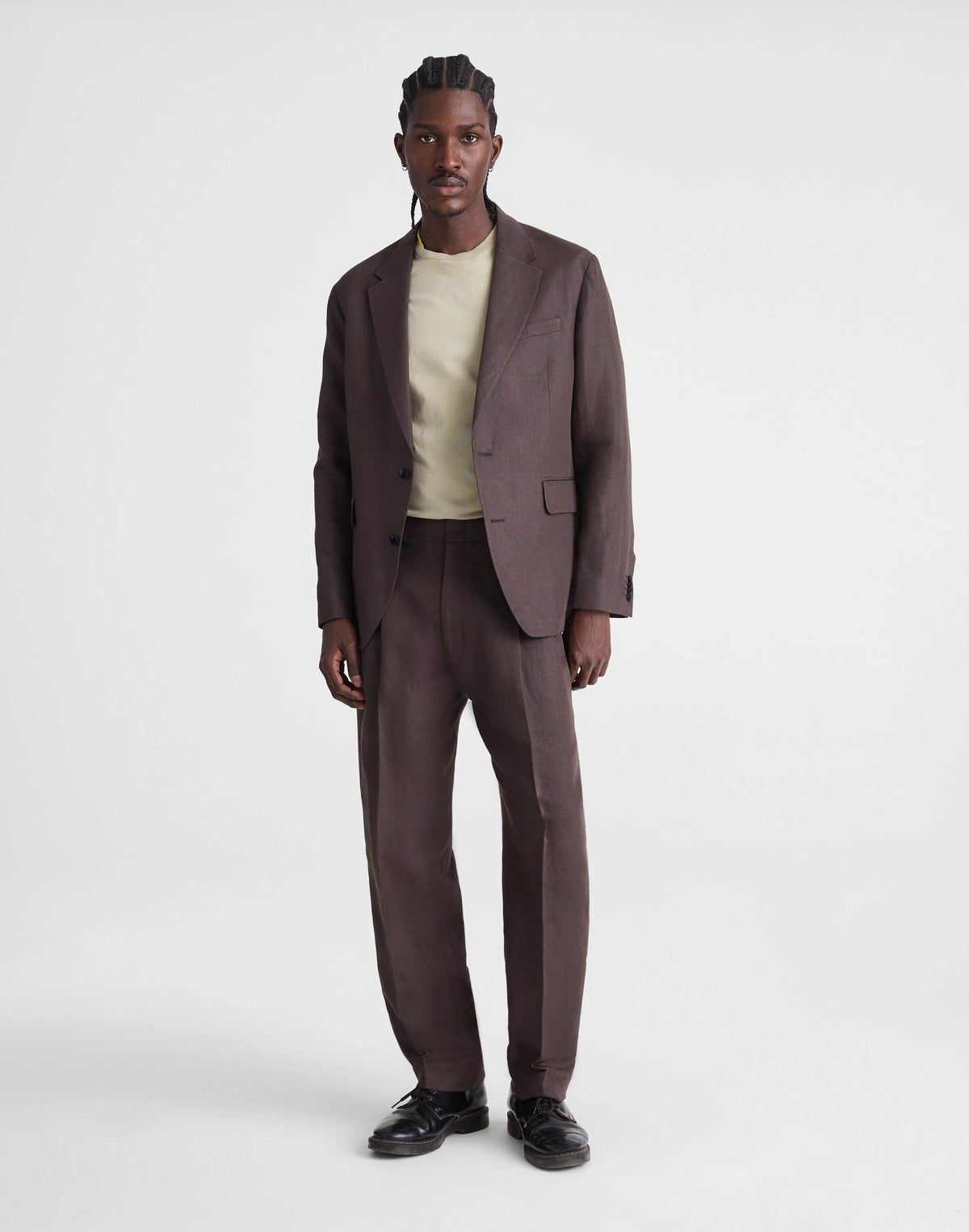 Madewell Unstructured Blazer in Linen-Cotton Blend Dark Brown