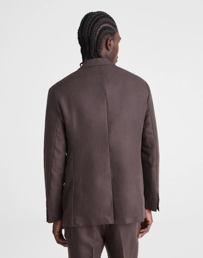 Madewell Unstructured Blazer in Linen-Cotton Blend Dark Brown