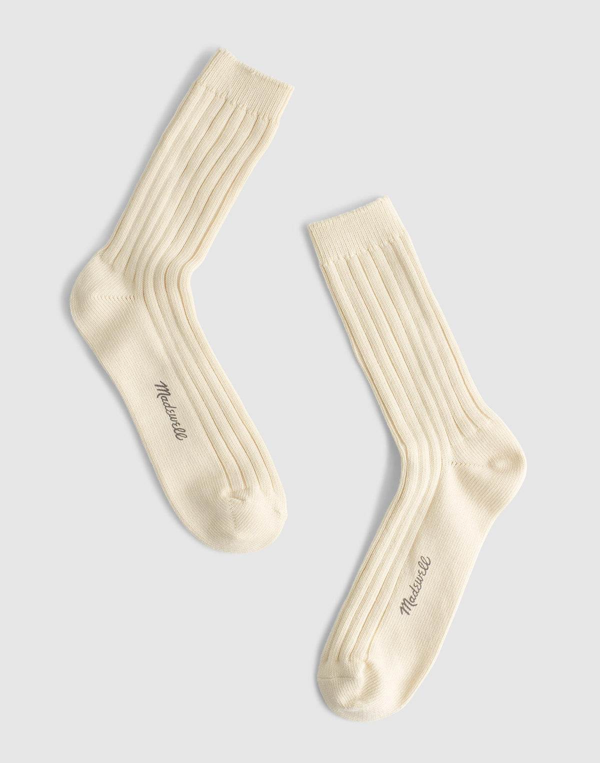 Madewell Ribbed Crew Socks in Cotton Antique Cream