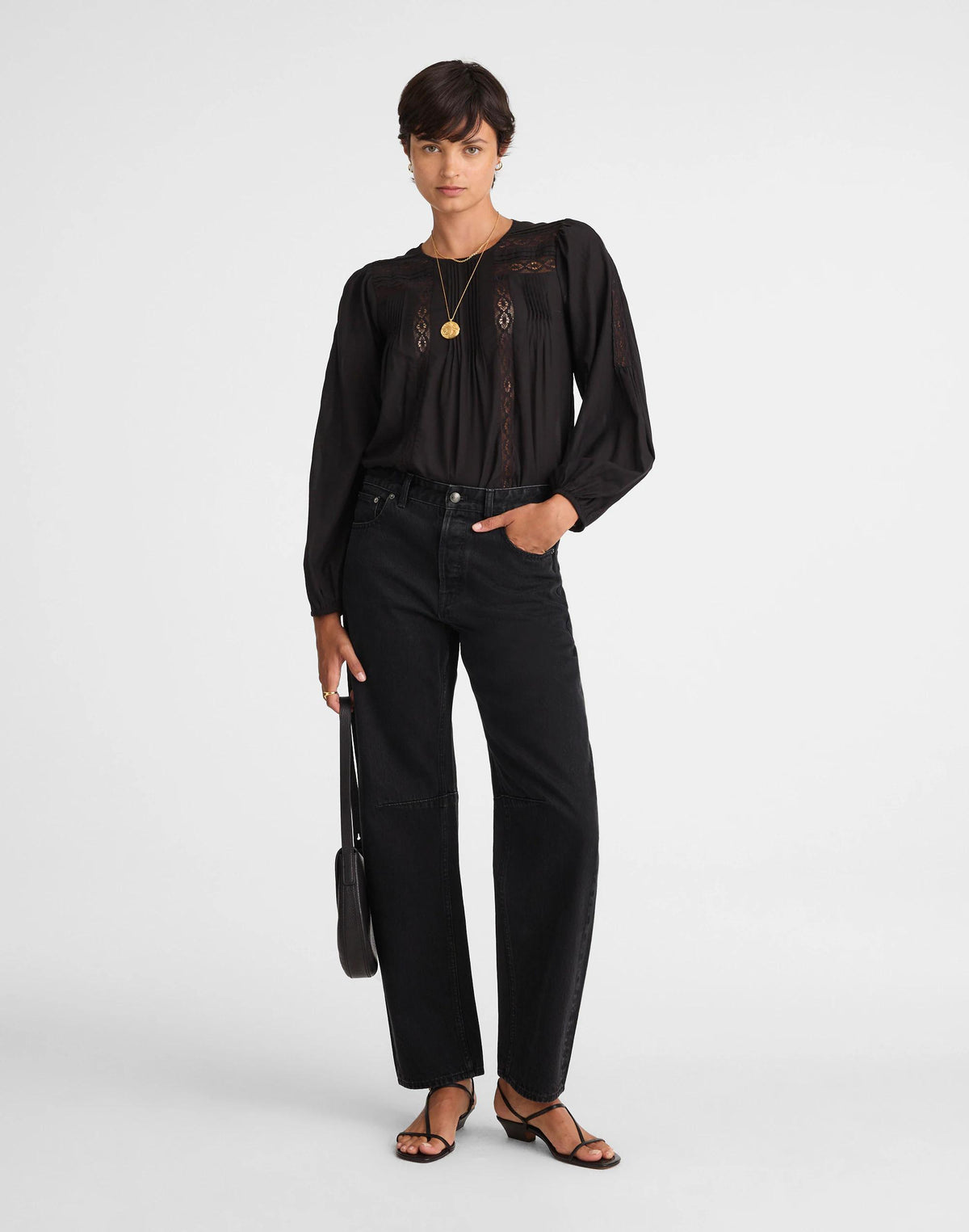 Madewell The Darted Barrel-Leg Jean Washed Black