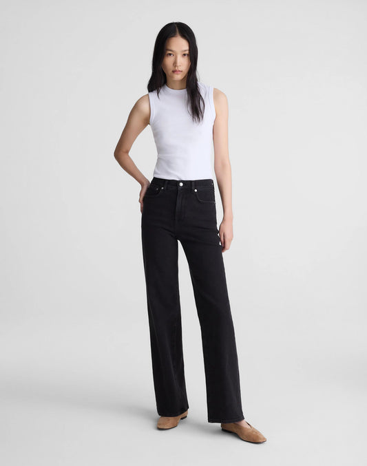 Madewell The Wide-Leg Jean in Super Stretch Denim Black Frost