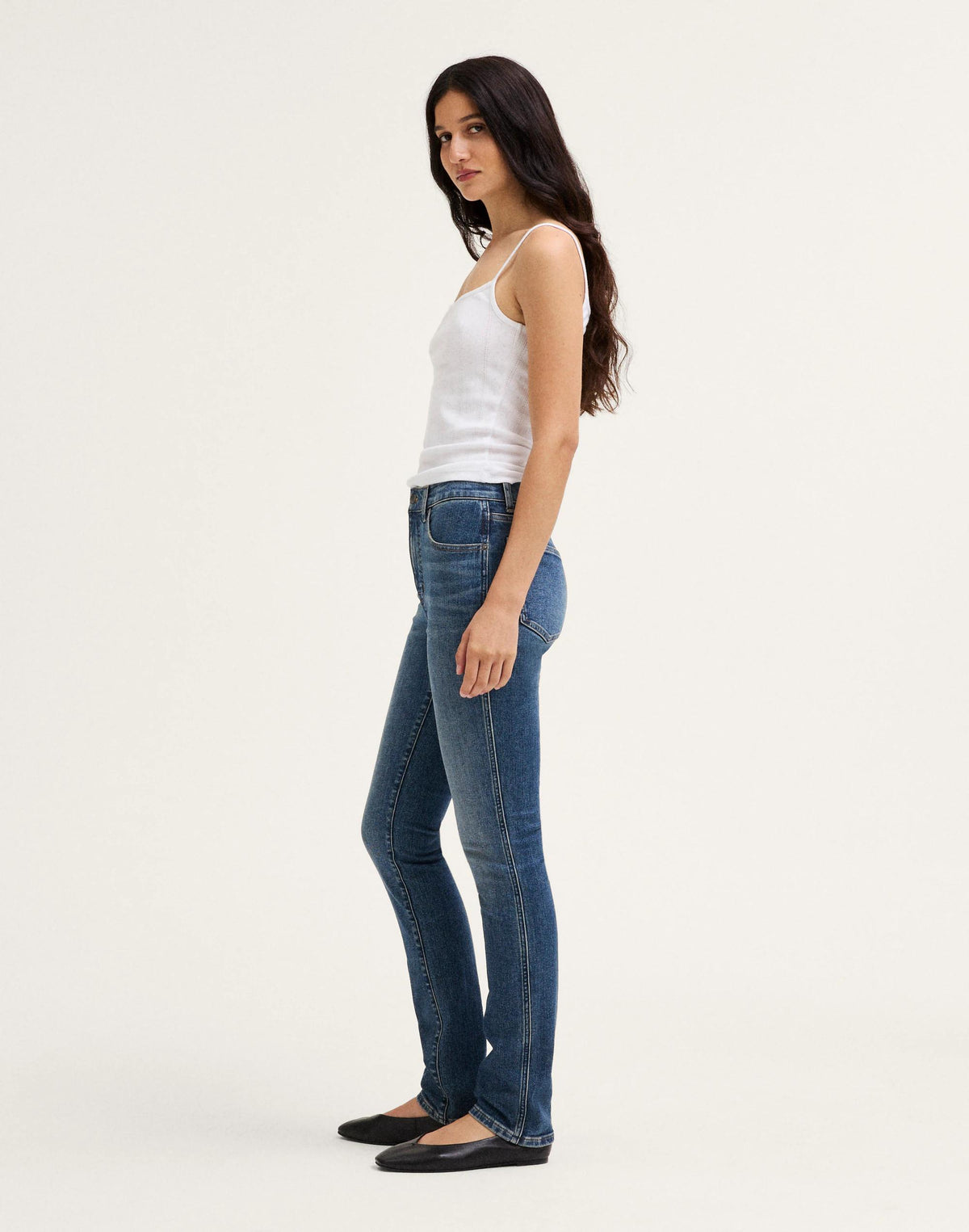 Madewell The Pencil Jean in Super Stretch Denim Concho Wash