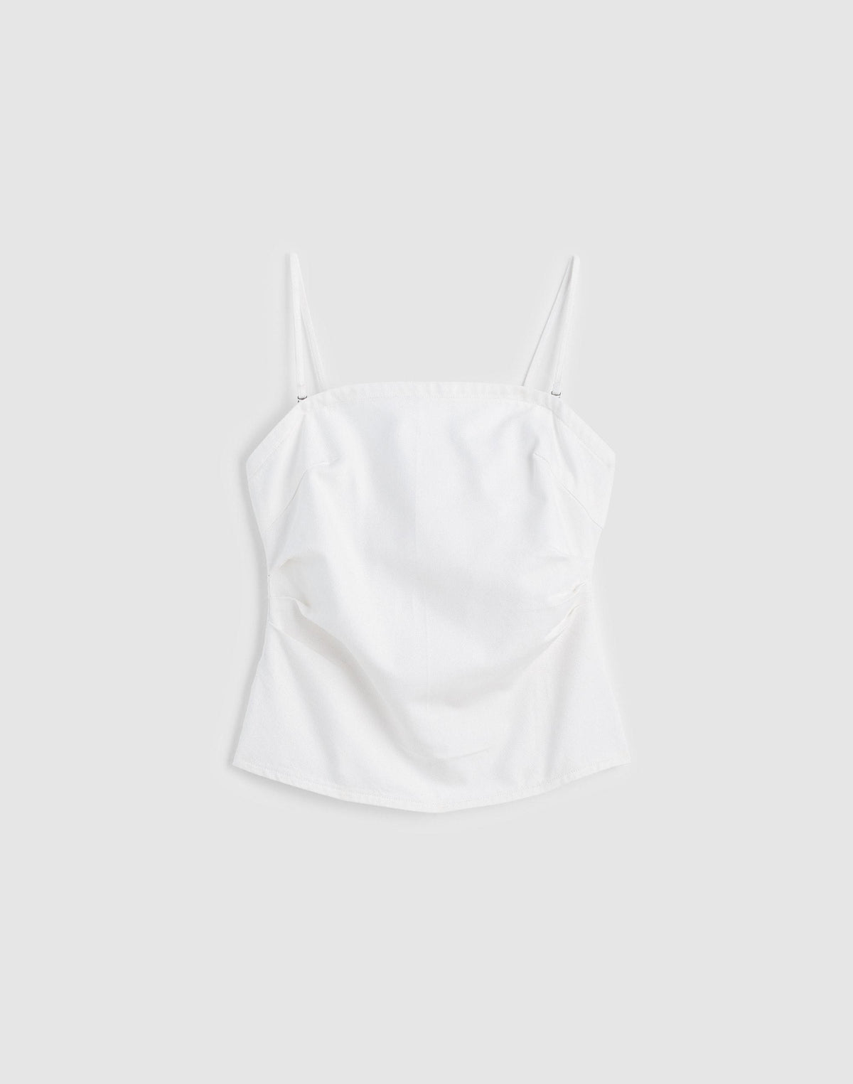 Madewell Airy Denim Ruched Squareneck Tank Tile White