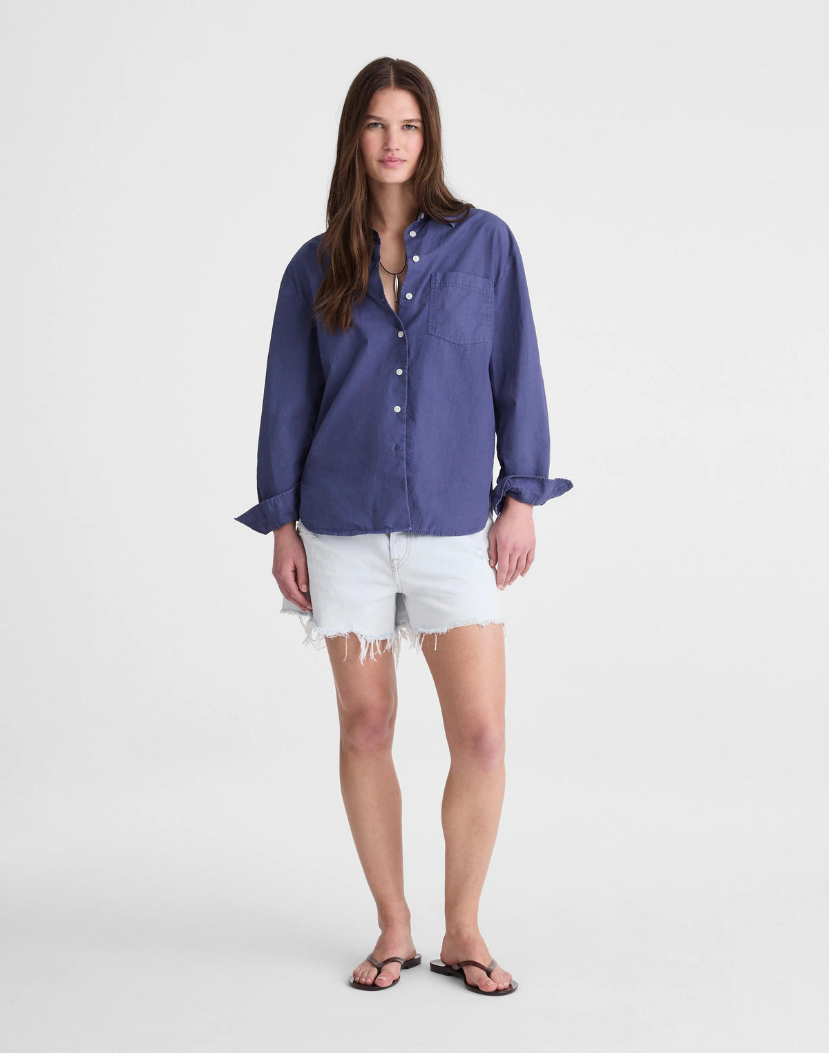 Madewell The Easy Shirt in Poplin Petrol Navy