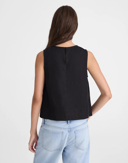 Madewell Shell Top in 100% Linen Jet Black