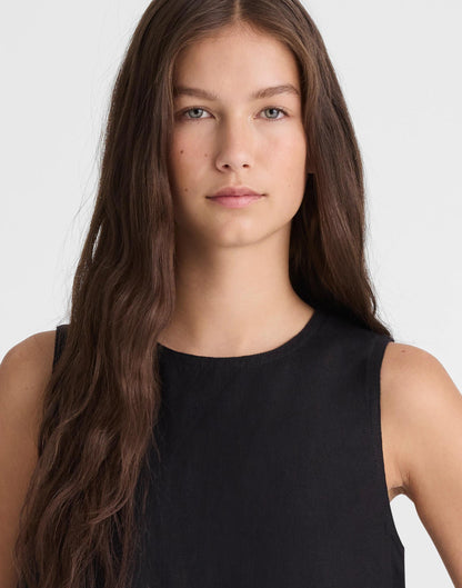 Madewell Shell Top in 100% Linen Jet Black