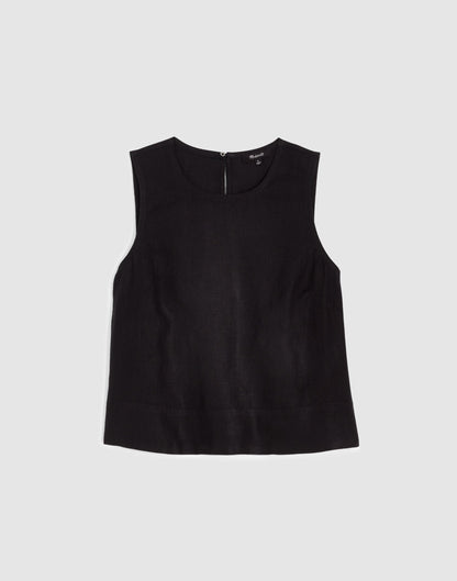 Madewell Shell Top in 100% Linen Jet Black