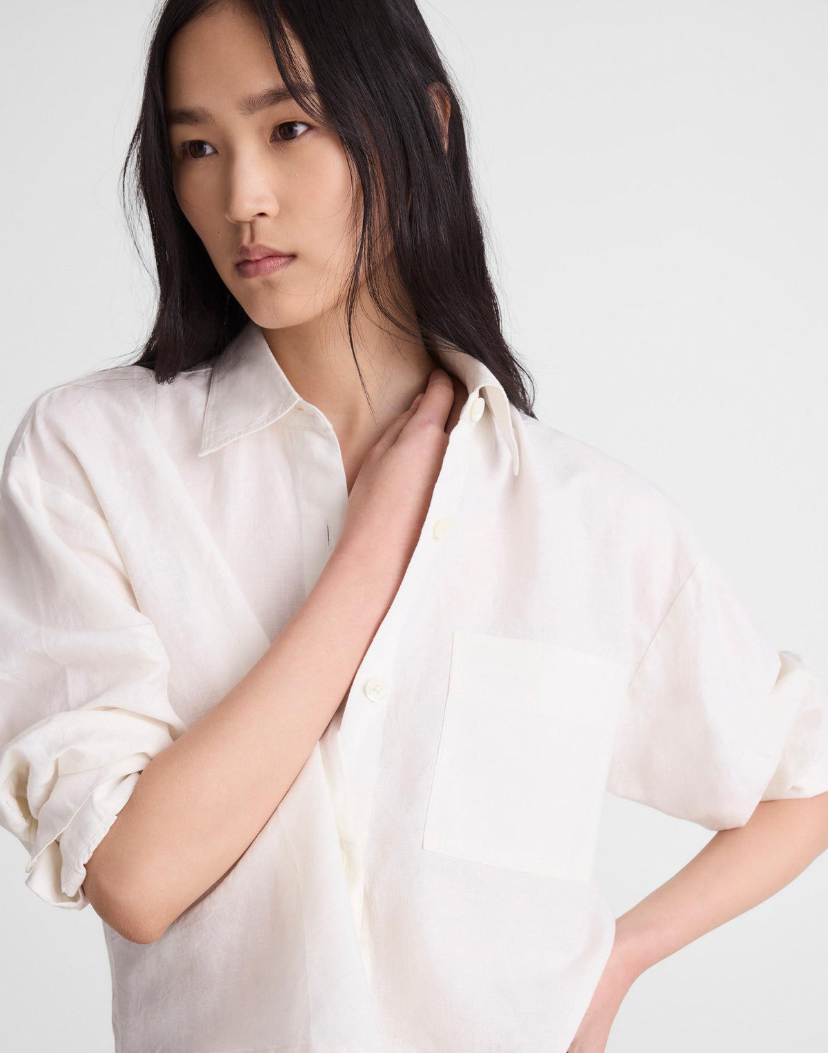 Madewell Straight-Hem Shirt in Linen-Cotton Blend Ivory Linen