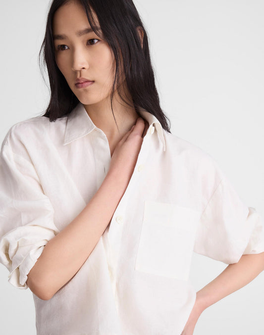 Madewell Straight-Hem Shirt in Linen-Cotton Blend Ivory Linen