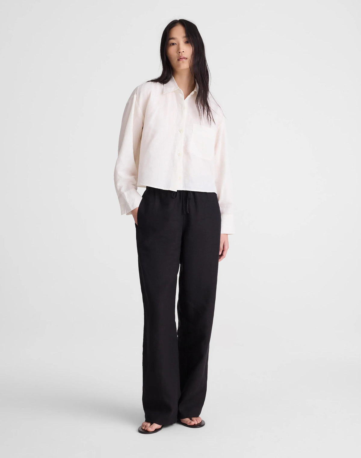 Madewell Straight-Hem Shirt in Linen-Cotton Blend Ivory Linen