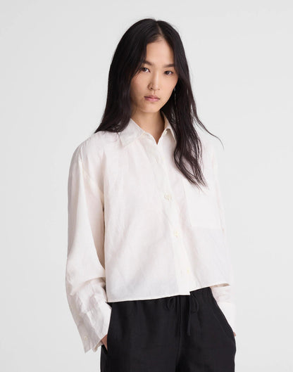 Madewell Straight-Hem Shirt in Linen-Cotton Blend Ivory Linen