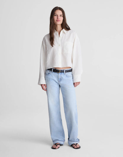 Madewell Straight-Hem Shirt in Linen-Cotton Blend Ivory Linen