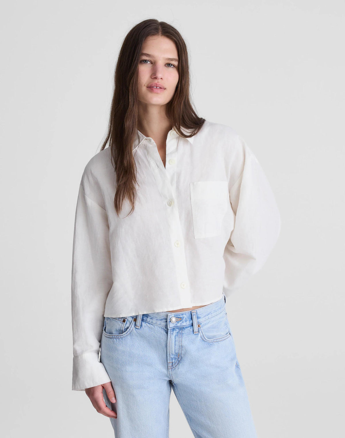 Madewell Straight-Hem Shirt in Linen-Cotton Blend Ivory Linen
