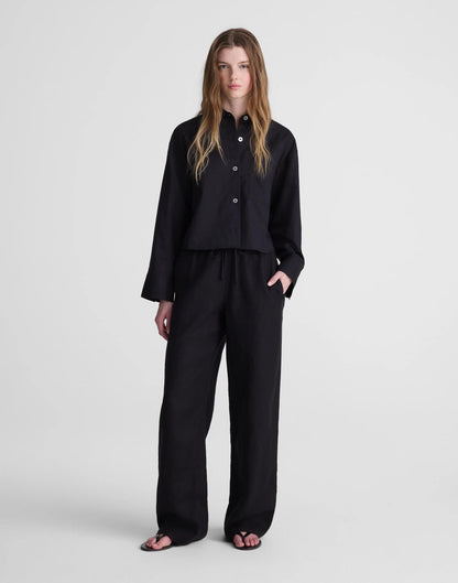 Madewell Straight-Hem Shirt in Linen-Cotton Blend Jet Black