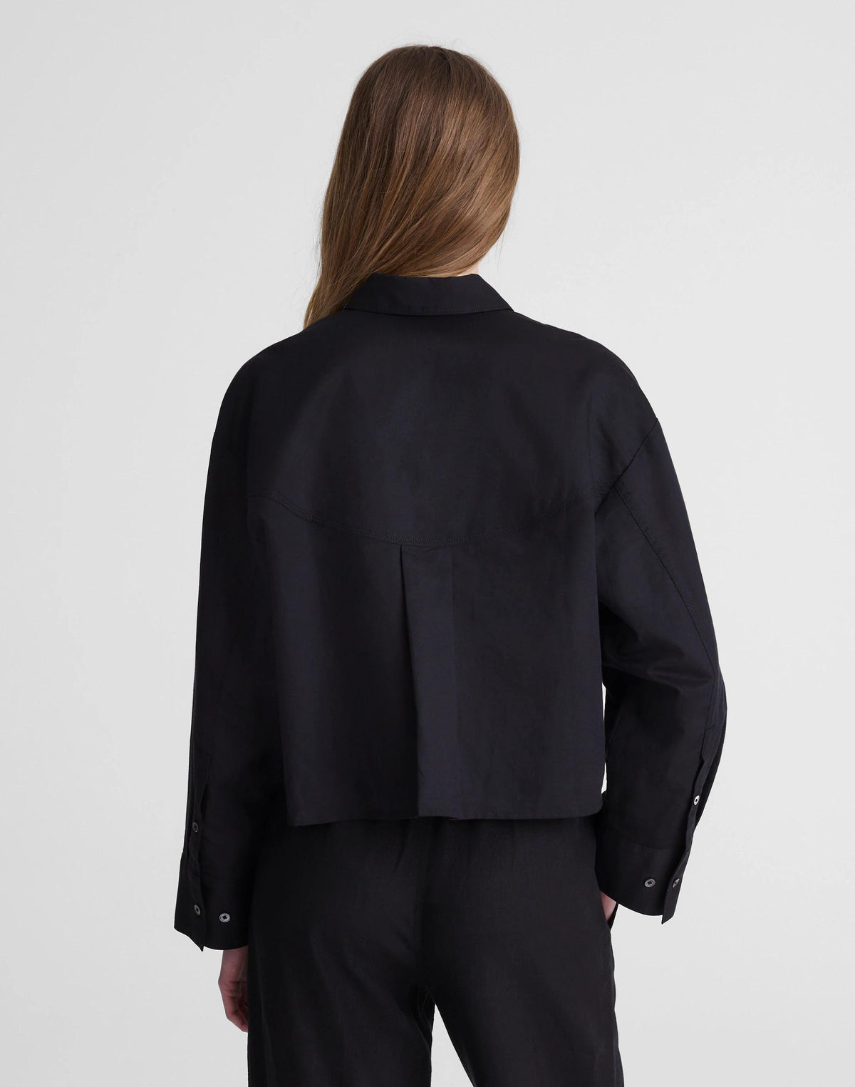 Madewell Straight-Hem Shirt in Linen-Cotton Blend Jet Black