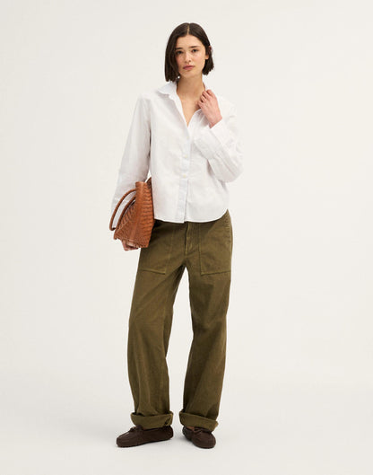 Madewell The Signature Y-Neck Shirt in Poplin White