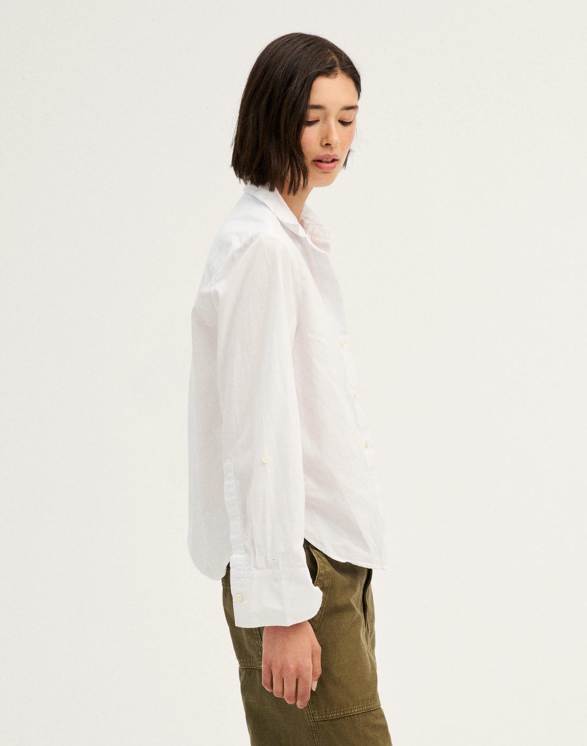 Madewell The Signature Y-Neck Shirt in Poplin White