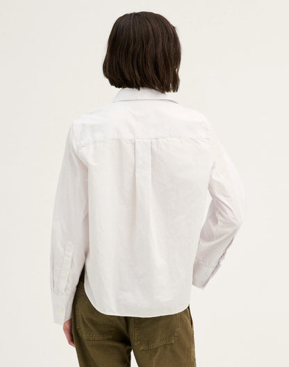 Madewell The Signature Y-Neck Shirt in Poplin White