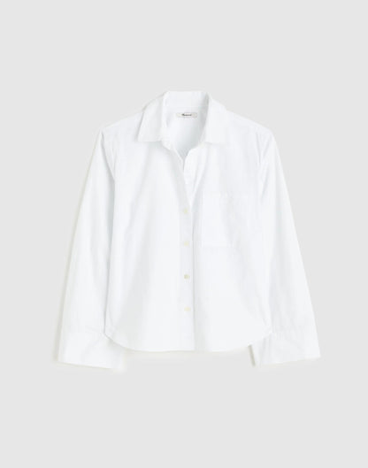 Madewell The Signature Y-Neck Shirt in Poplin White