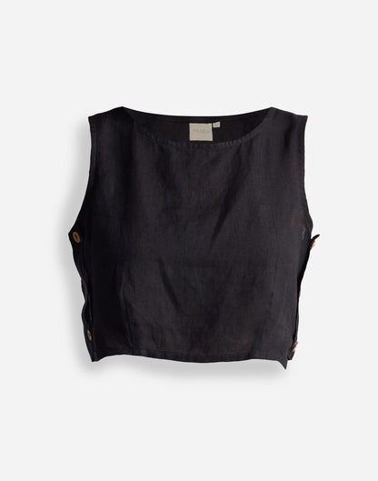 Madewell Reistor® Boxy Crop Top in 100% Black Hemp Black