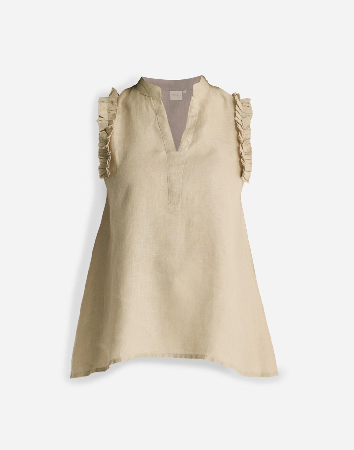 Madewell Reistor® Sleeveless 100% Hemp Top with Ruffles in Neutral Beige Beige