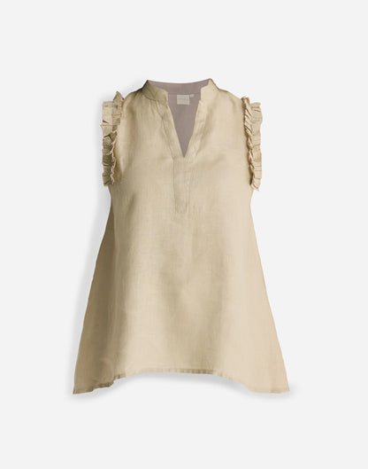 Madewell Reistor® Sleeveless 100% Hemp Top with Ruffles in Neutral Beige Beige