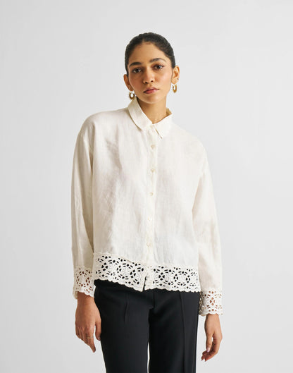 Madewell Reistor® Button-down with Embroidered Lace Shirt Off White