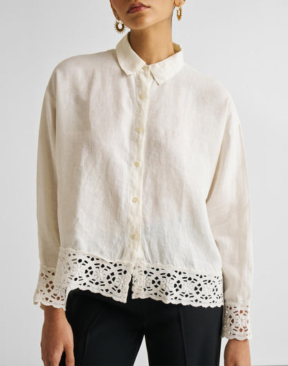 Madewell Reistor® Button-down with Embroidered Lace Shirt Off White