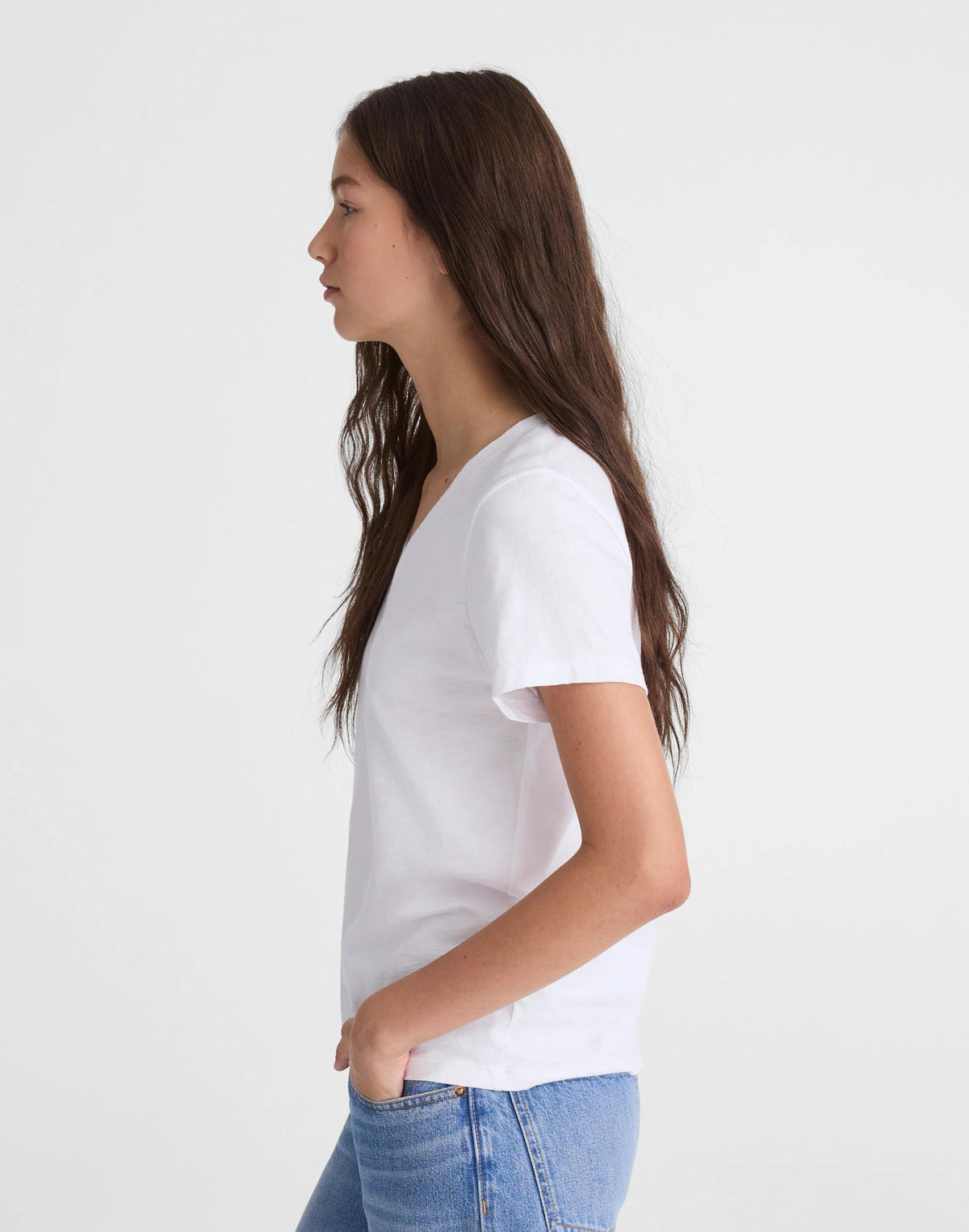 Madewell The Easy V-Neck Tee in Soft Slub White