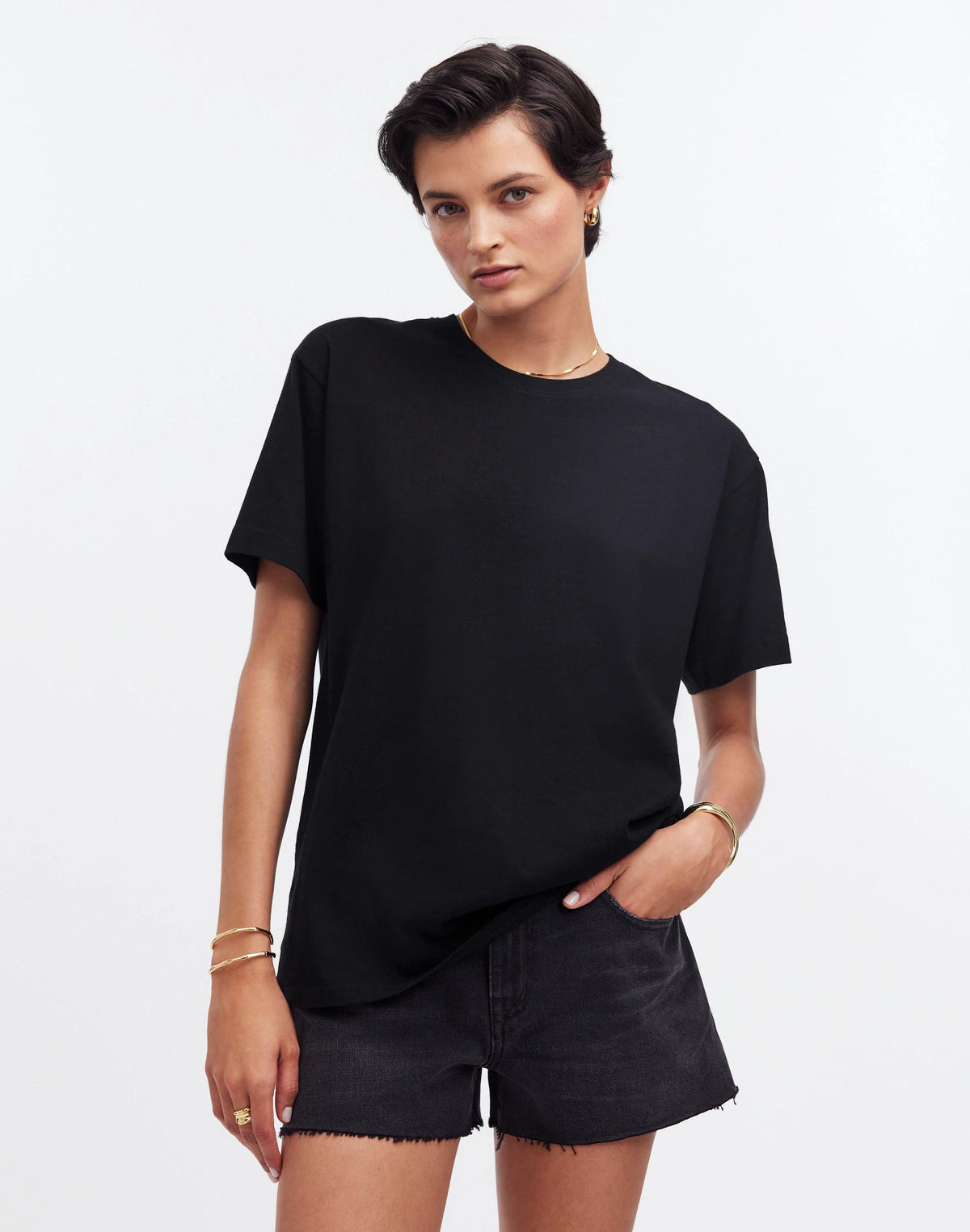 Madewell Cotton Relaxed Oversized Tee Jet Black
