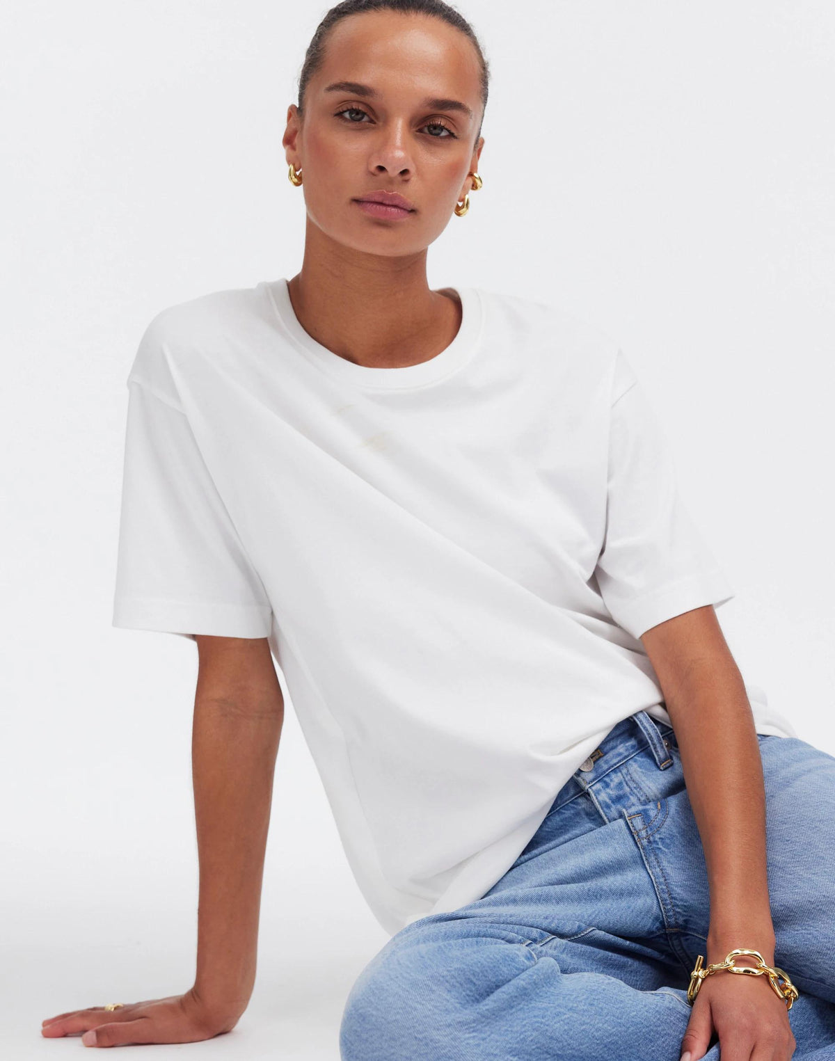 Madewell Cotton Relaxed Oversized Tee Eyelet White