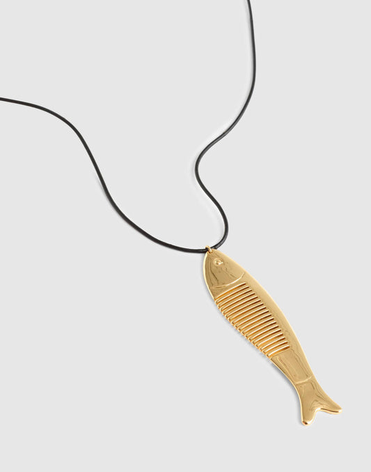 Madewell Fish Comb Charm Necklace Antique Gold