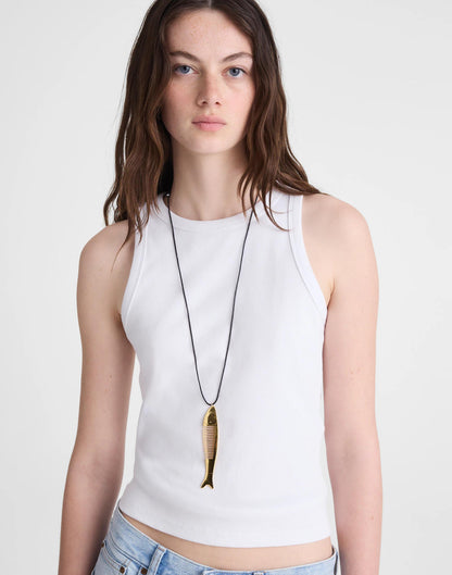 Madewell Fish Comb Charm Necklace Antique Gold