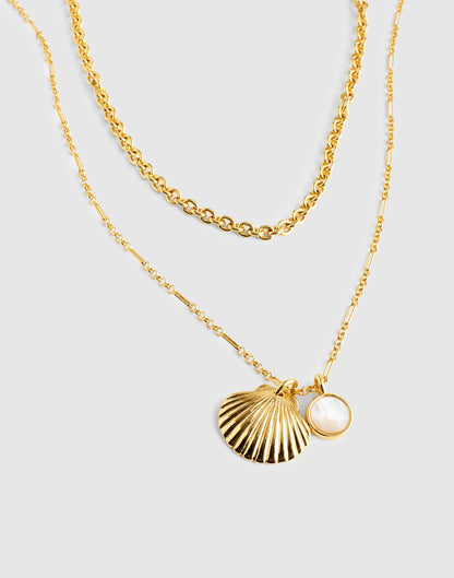 Madewell Two-Pack Mother-of-Pearl Necklace Set Antique Gold