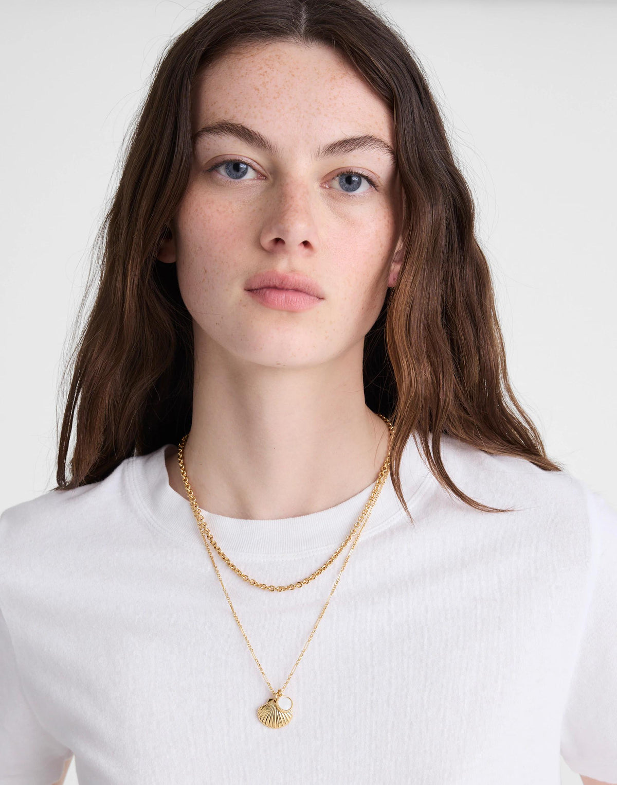 Madewell Two-Pack Mother-of-Pearl Necklace Set Antique Gold