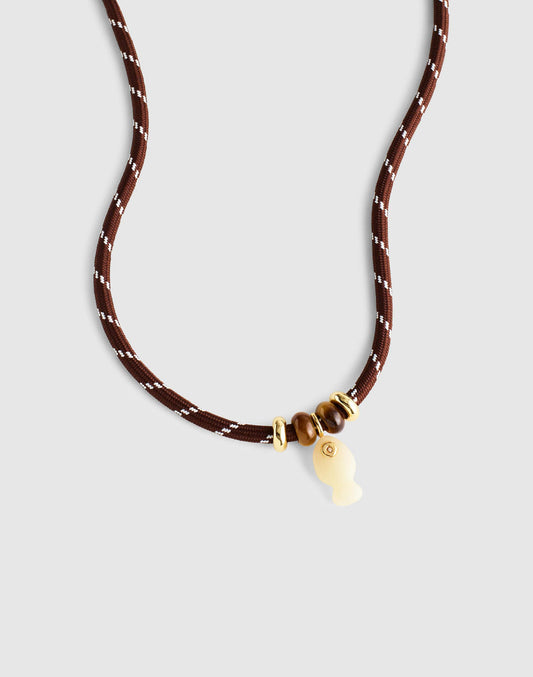 Madewell Semiprecious Paracord Charm Necklace Dark Brown
