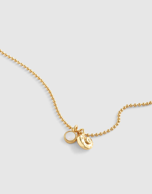 Madewell Mother-of-Pearl Ball Chain Necklace Antique Gold