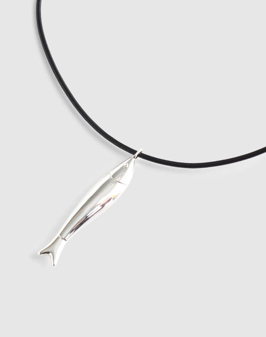 Madewell Fish Pendant Cord Necklace Warm Silver