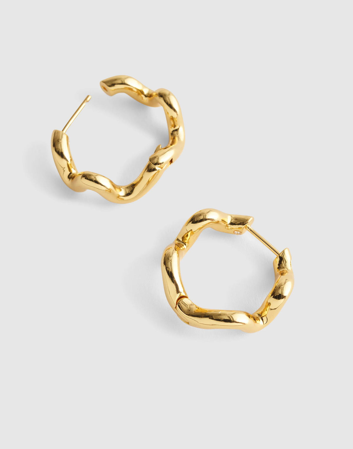 Madewell Wavy Double-Hoop Huggie Earrings Antique Gold