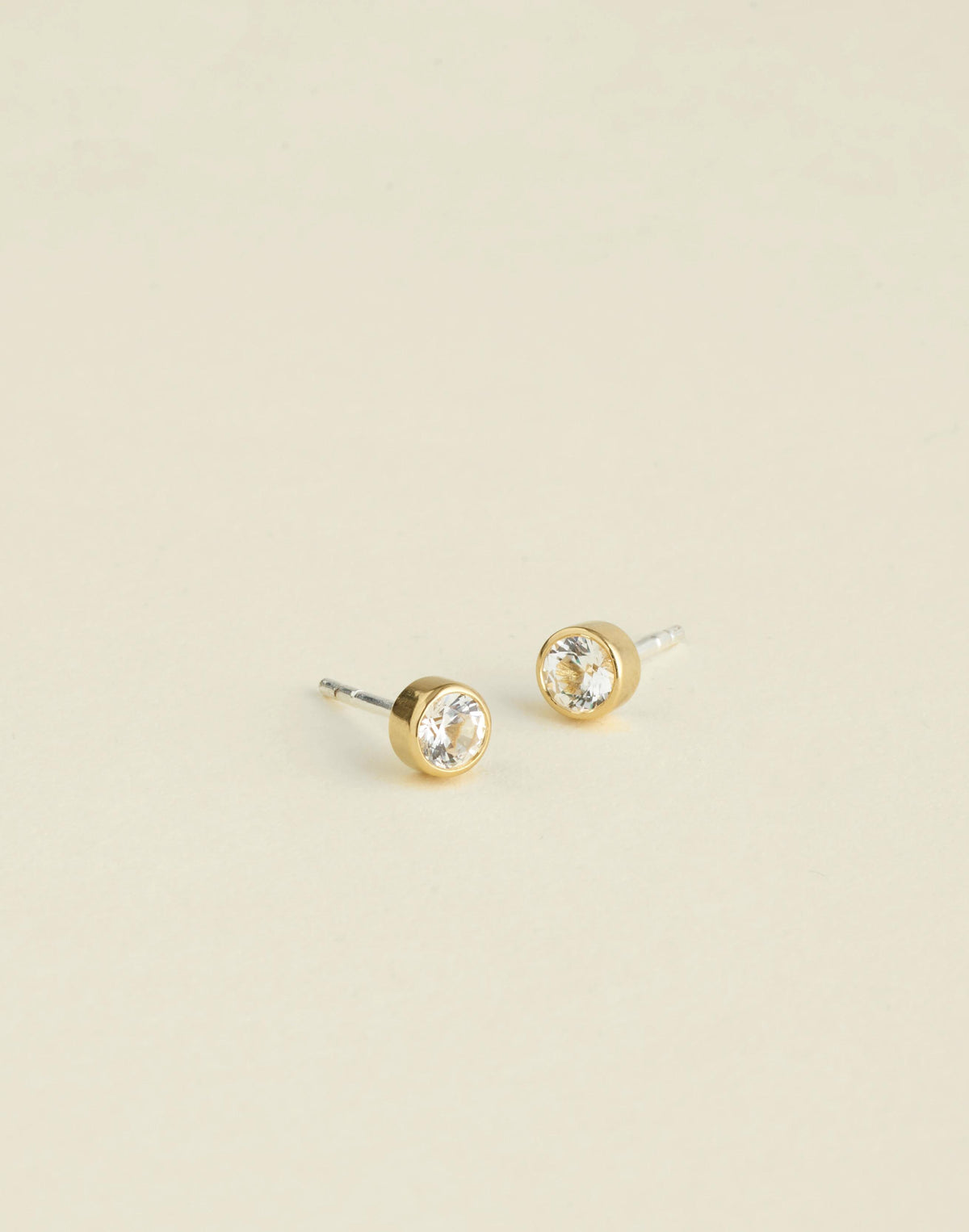 Madewell Demi-Fine Bezel Set Crystal Stud Earrings 14k Gold