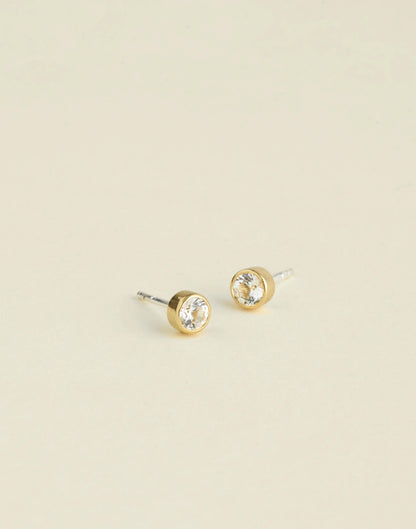 Madewell Demi-Fine Bezel Set Crystal Stud Earrings 14k Gold