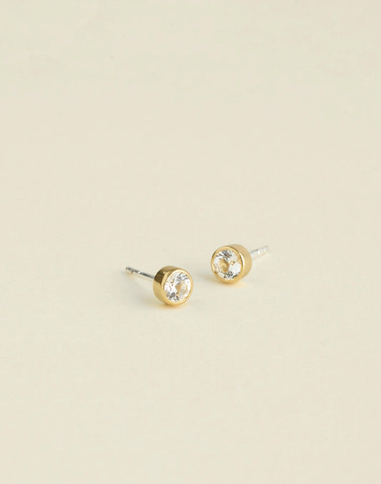 Madewell Demi-Fine Bezel Set Crystal Stud Earrings 14k Gold
