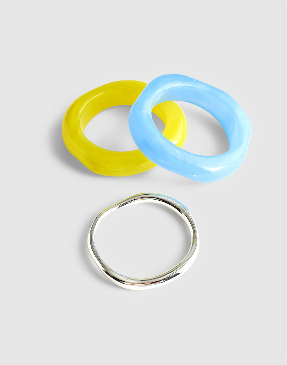 Madewell Three-Pack Sculptural Resin Bangle Bracelet Set Tranquil Blue