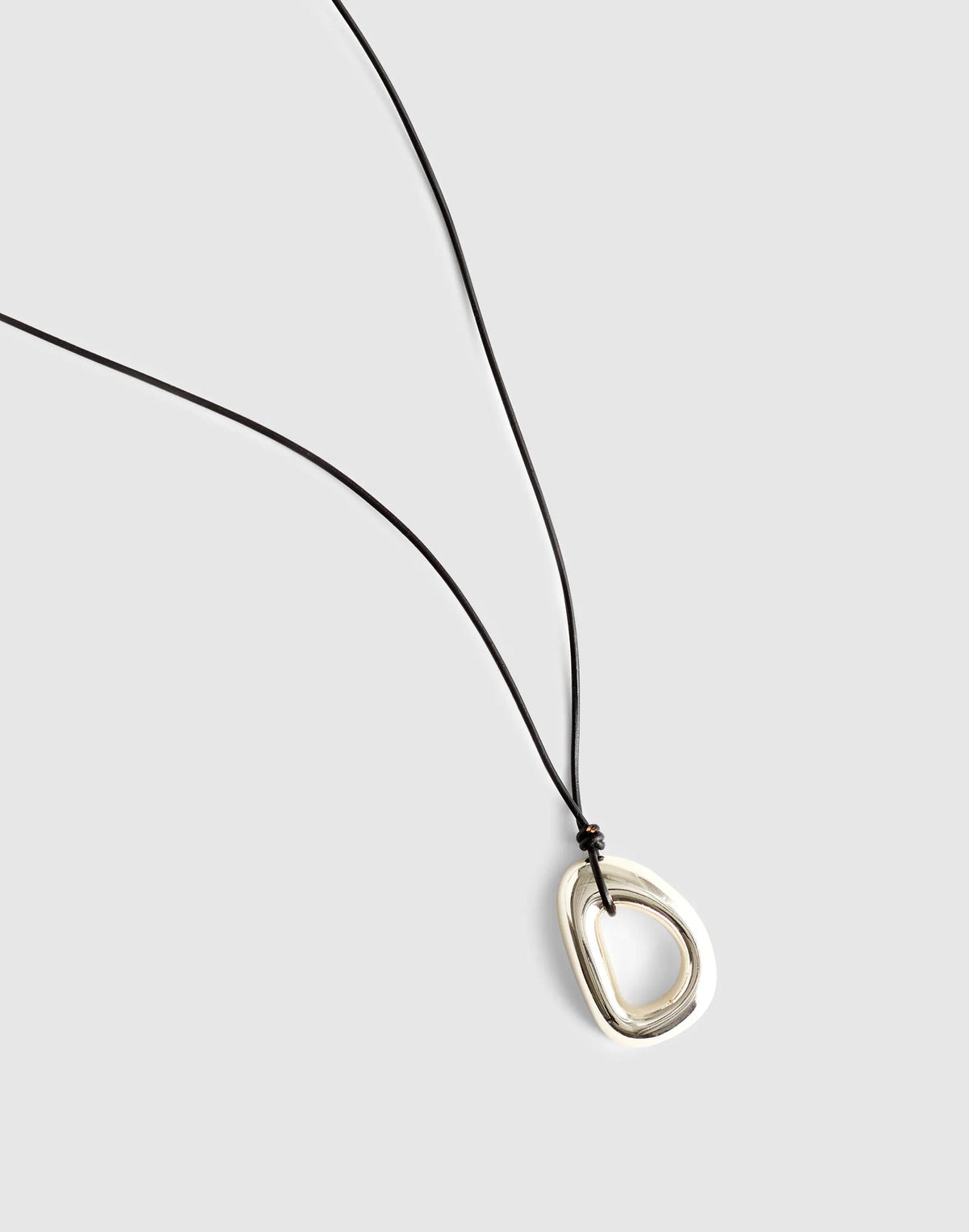 Madewell Sculptural Pendant Cord Necklace Warm Silver