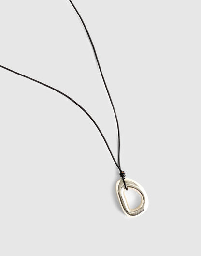Madewell Sculptural Pendant Cord Necklace Warm Silver