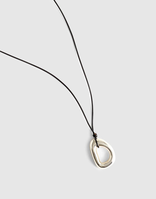Madewell Sculptural Pendant Cord Necklace Warm Silver