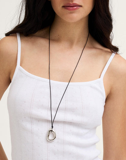 Madewell Sculptural Pendant Cord Necklace Warm Silver
