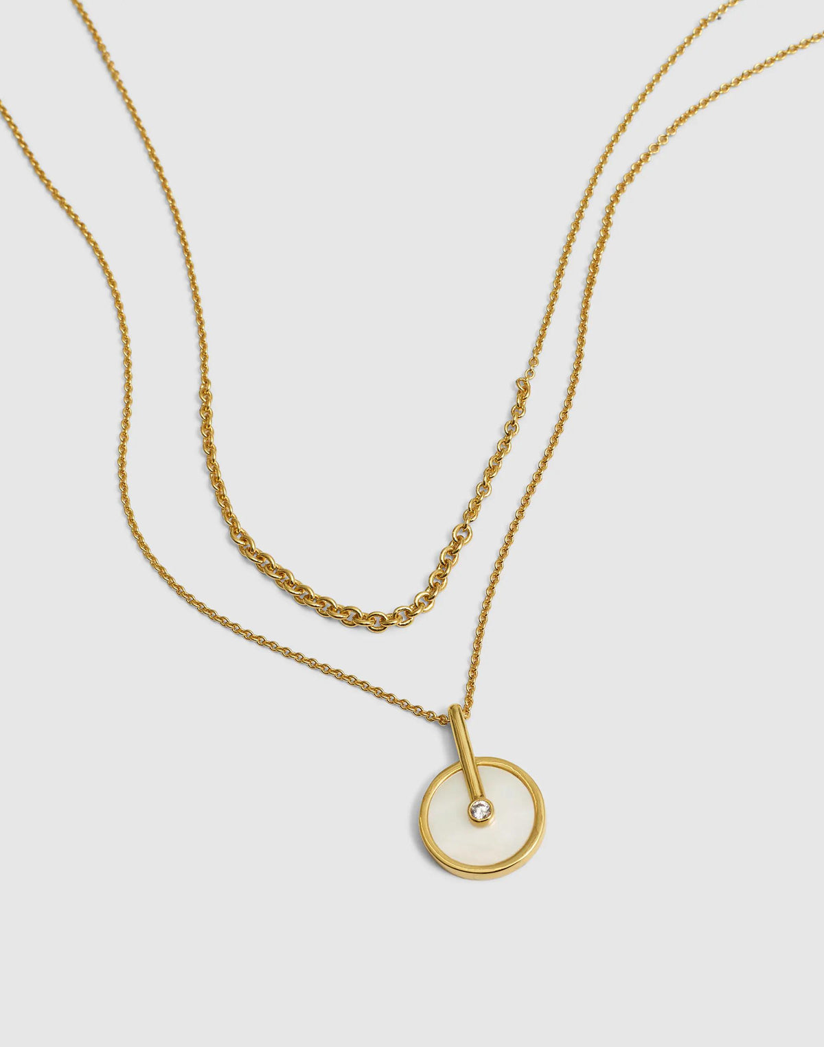 Madewell Two-Pack Stone Inlay Coin Necklace Set Mother Of Pearl