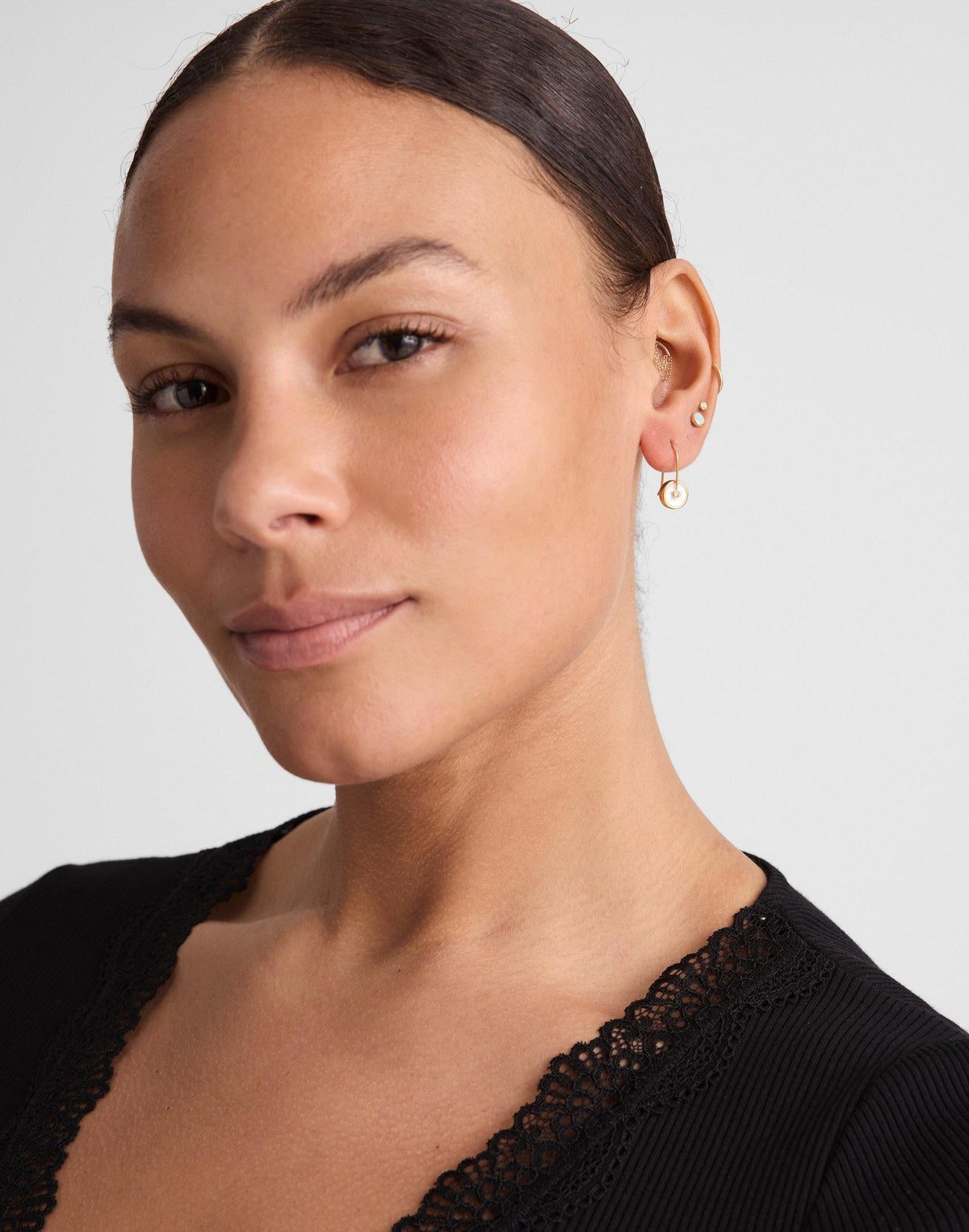 Madewell Stone Inlay Coin Earrings Mother Of Pearl